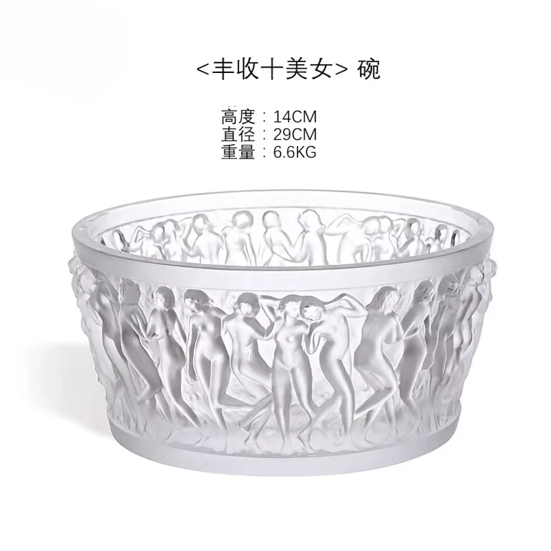 Heritage Ancient Glazed Perfect Naked Female Crystal Fruit Plate Ornament Household Living Room High-end Restaurant Fruit Plate
