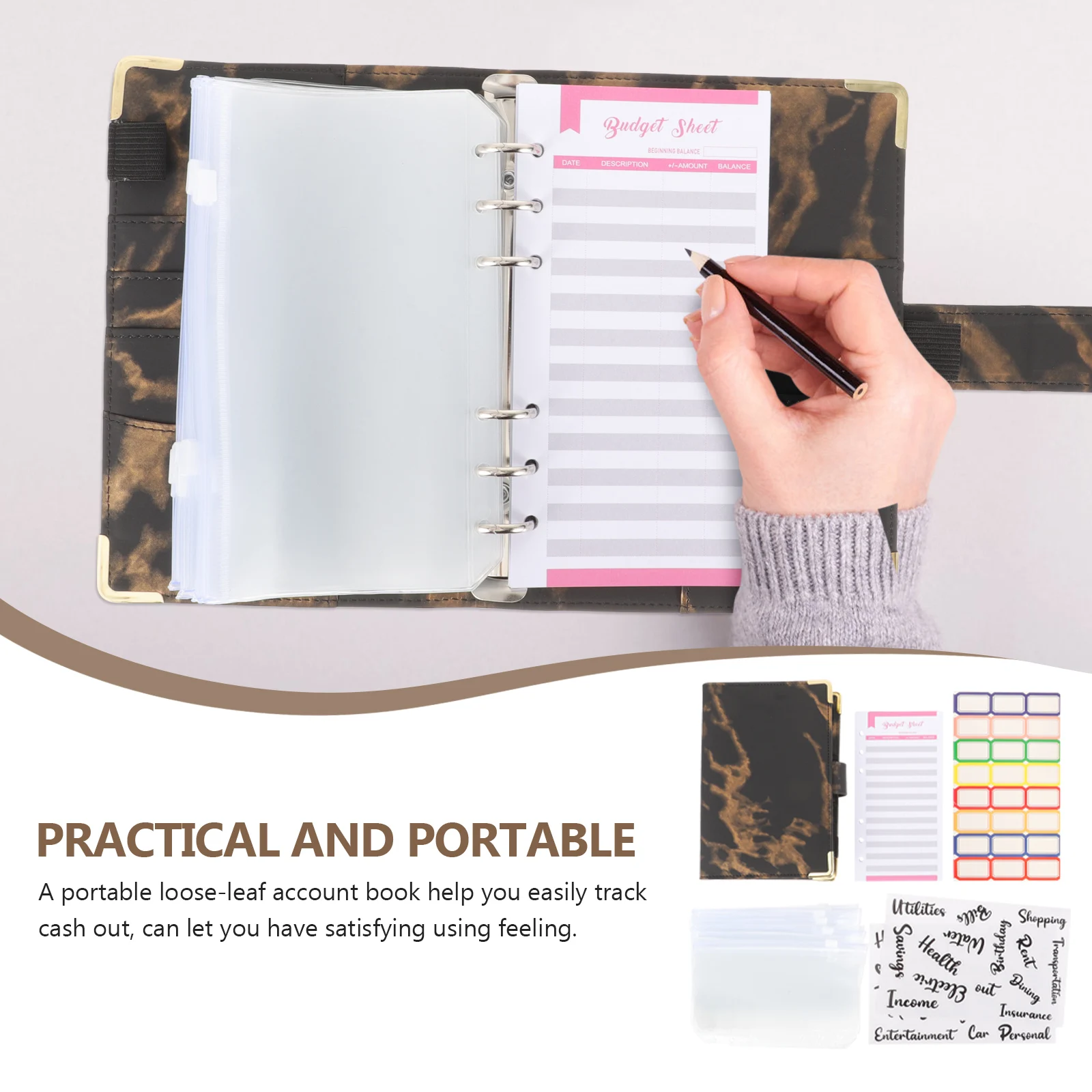 

A6 Budget Binder Zipper Envelopes Cash Organizer Money Management Self Adhesive Stickers Finance Planner Ledger Folder File