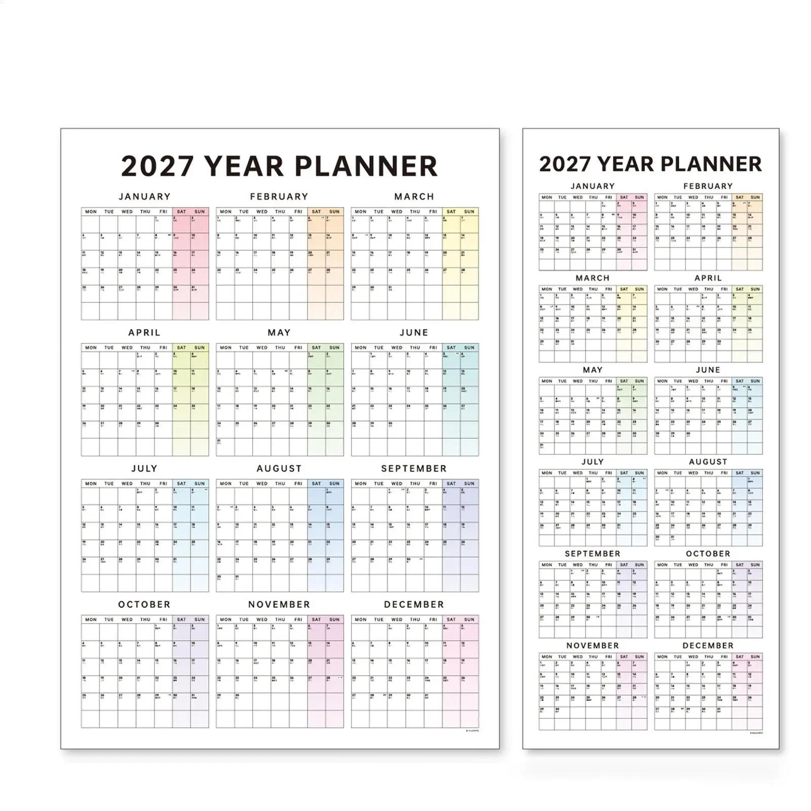 2027 yearly Paper Wall Calendar Large Annual Habit Tracking Schedule With Planner Self Discipline Check In Plan Table for Office