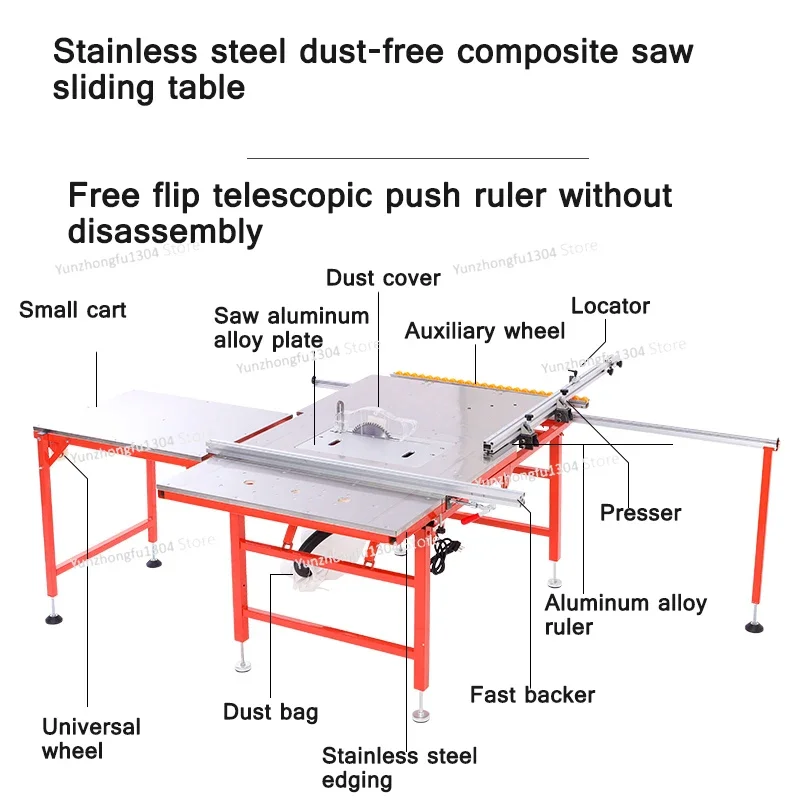 Dust-Free Composite Lifting Table Saw Multifunctional Woodworking Sliding Table  Integrated Precision Dust-Free