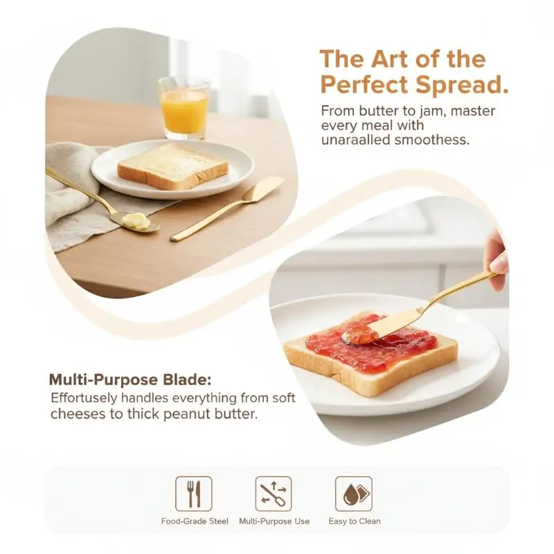 4Pcs Rust Proof Stainless Steel Butter Knife Set Multiuse Cheese Spreader Shovel for Home Breakfast Sandwich Dessert Making