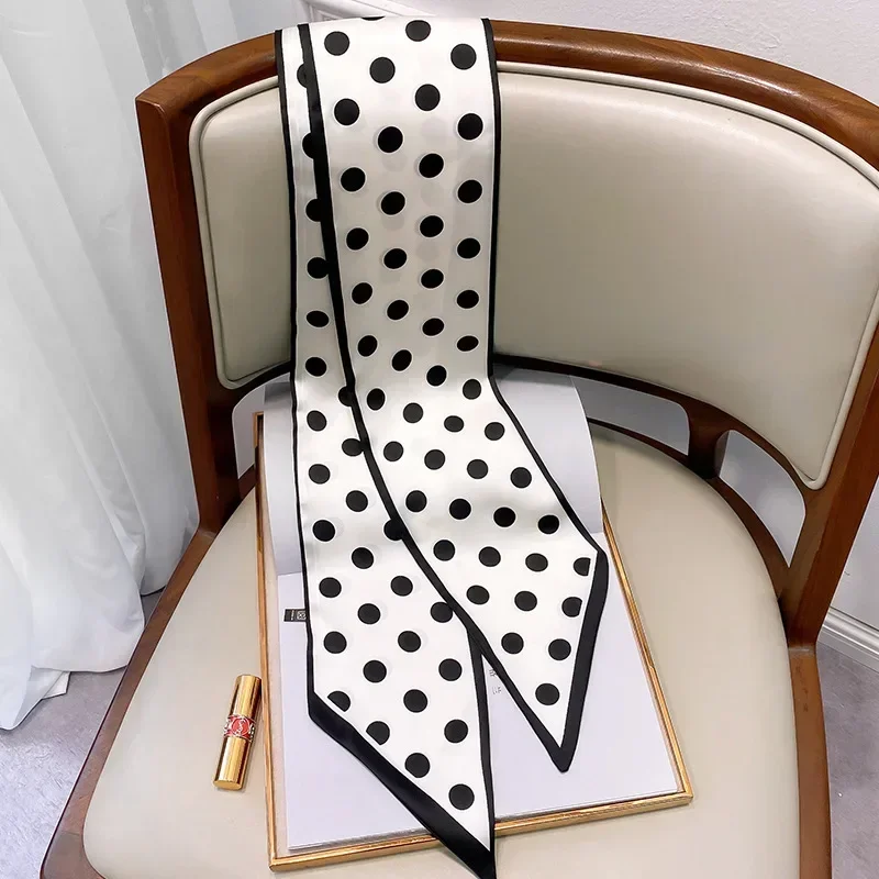 Design Print Skinny Scarf Plaid Horse Hairband Scarves Women Narrow Silk Scarfs Bag Ribbons Luxury Brand Wrist Towel Foulard