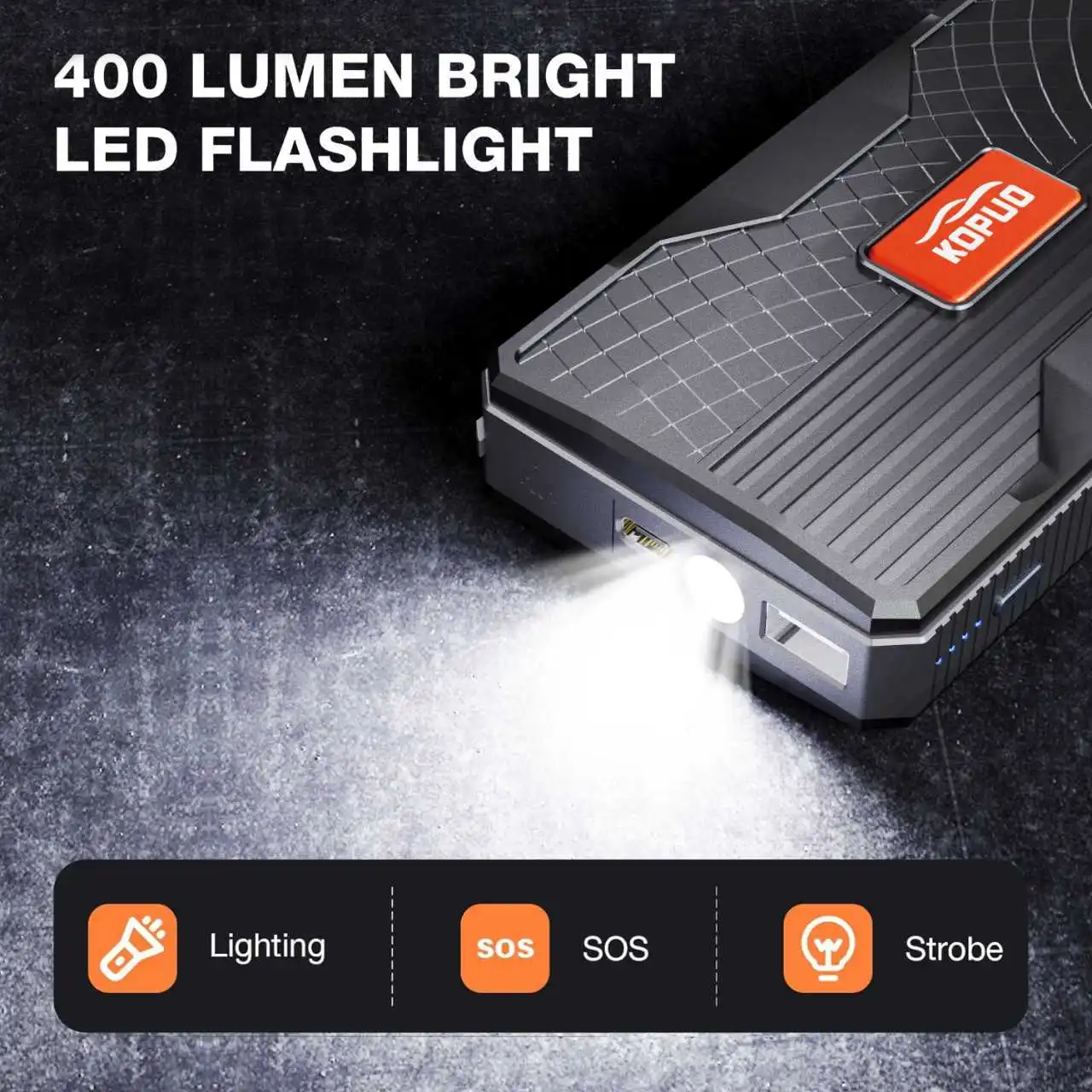 KOPUO سيارة الانتقال كاتب 600A 12 فولت بنك الطاقة المحمولة للبطارية الميتة بداية سريعة لمركبات الديزل البنزين