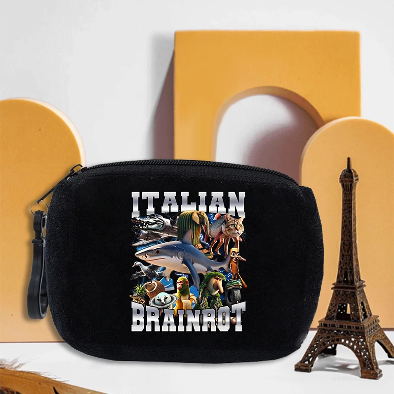 

Italian Brainrot Coin Purse Cartoon Printed Zipper Mini Bags Fashion Hangbags Decoration Ornament Money Card Storage Pocket Gift