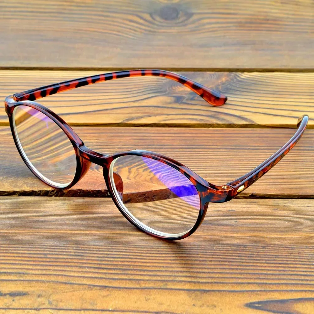 Clara Vida Round Leopard Frame Full-rim Retro Handcrafted Spectacles Multi-coated Fashion Reading Glasses Men +0.75 To +4
