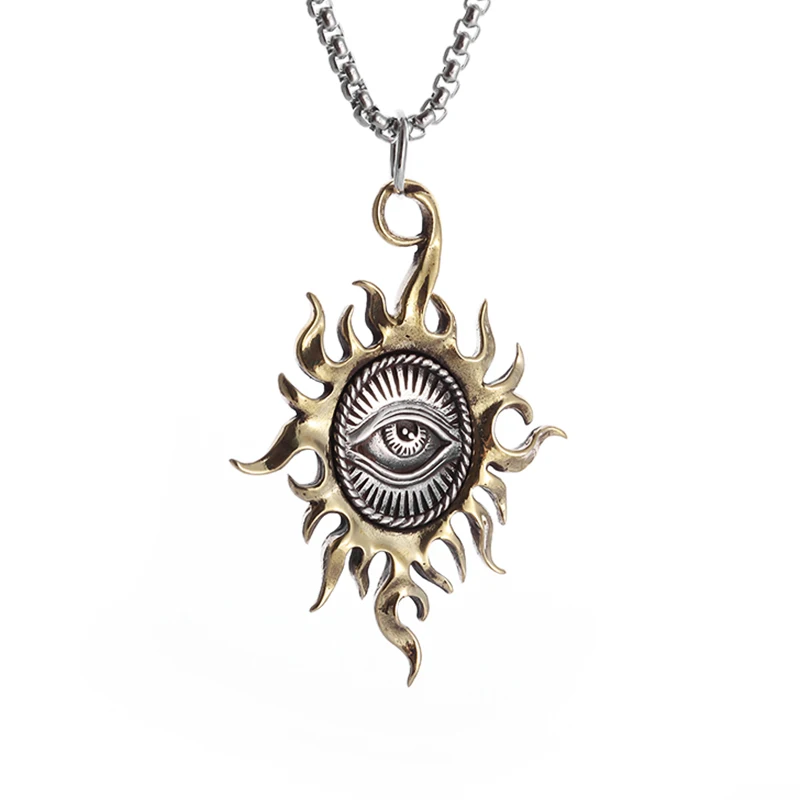 New Retro All Seeing Eye of The Sun God Pendant Necklace Men Women Amulet Rock Party Fashion Jewelry Gift