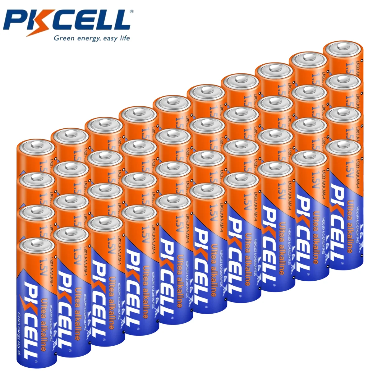 40PC PKCELL Alkaline AAA Batteries 1.5V LR03 AM4 E92 24AC Triple A Batteries for Keyboards Clocks Toys Remote Controls