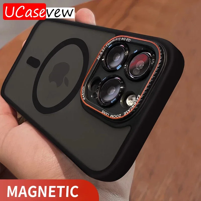

Магнитный чехол для беспроводной зарядки Magsafe Matte Armor для iPhone 15 14 Plus 13 12 Pro Max, противоударный защитный чехол для объектива
