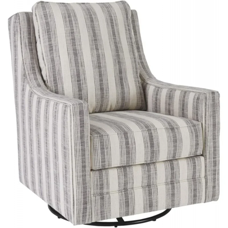 Signature Design by Ashley Kambria Striped Upholstered Swivel Accent Glider Chair, Ivory & Black