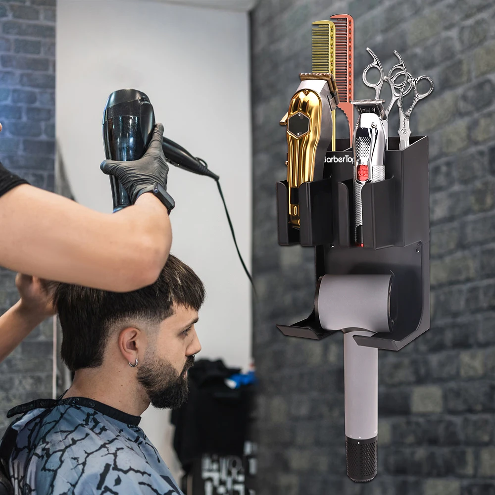 Barbertop Wall elektryczna maszynka do strzyżenia stojak trymer do włosów uchwyt na golarkę zamontowana suszarka do włosów fryzjer schowek Salon praktyczne narzędzie