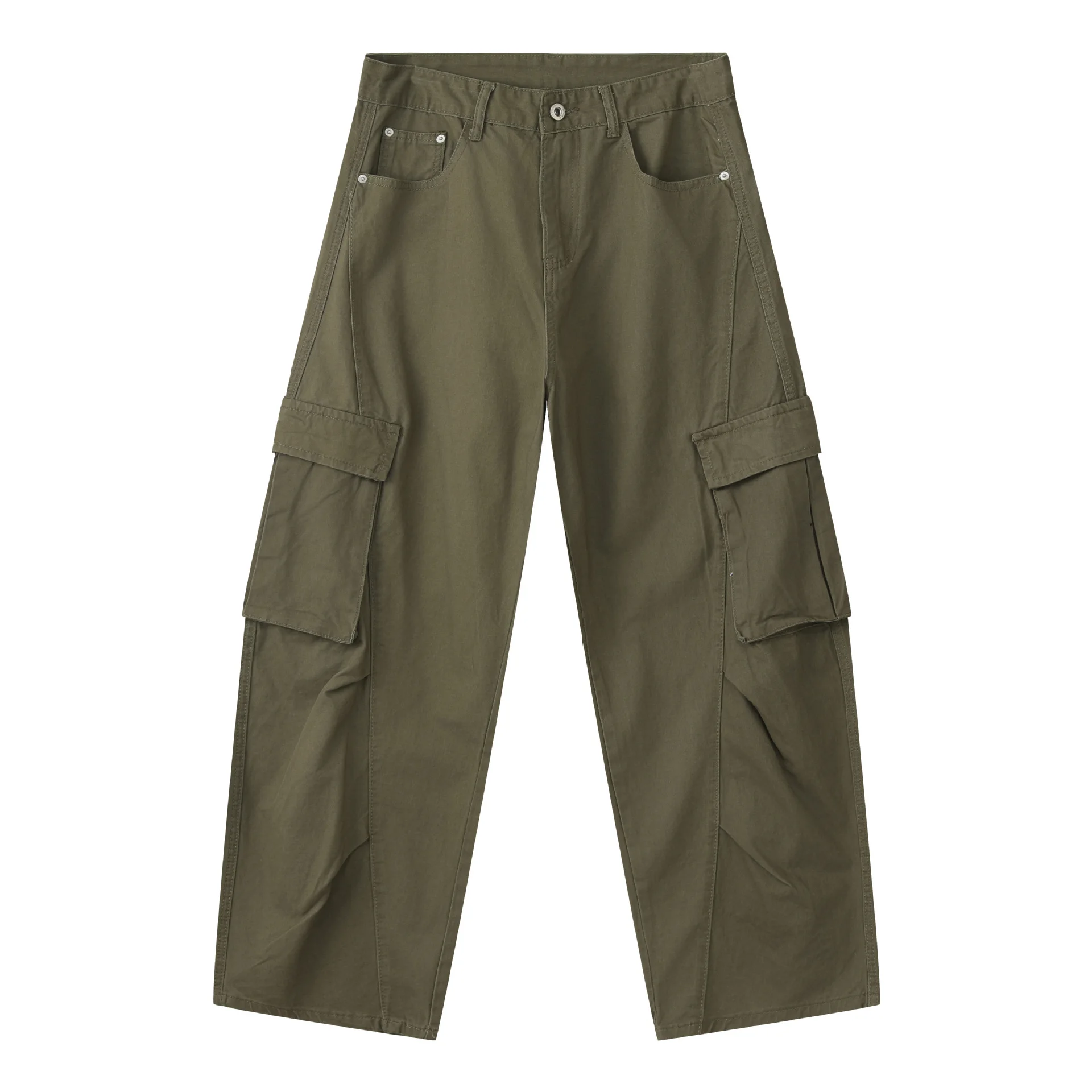 Denim Washed Multi-pocket Casual Pants Men's Scimitar Retro Loose Overalls