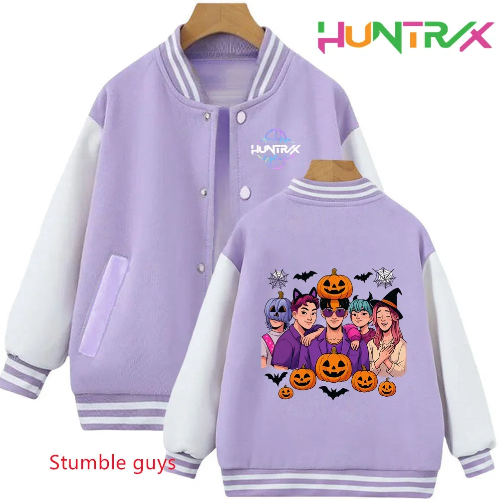 

New boy's sports shirt with cartoon print Kawaii 3-12 year old girl casual top - K-pop Demon Hunters children's baseball outfit