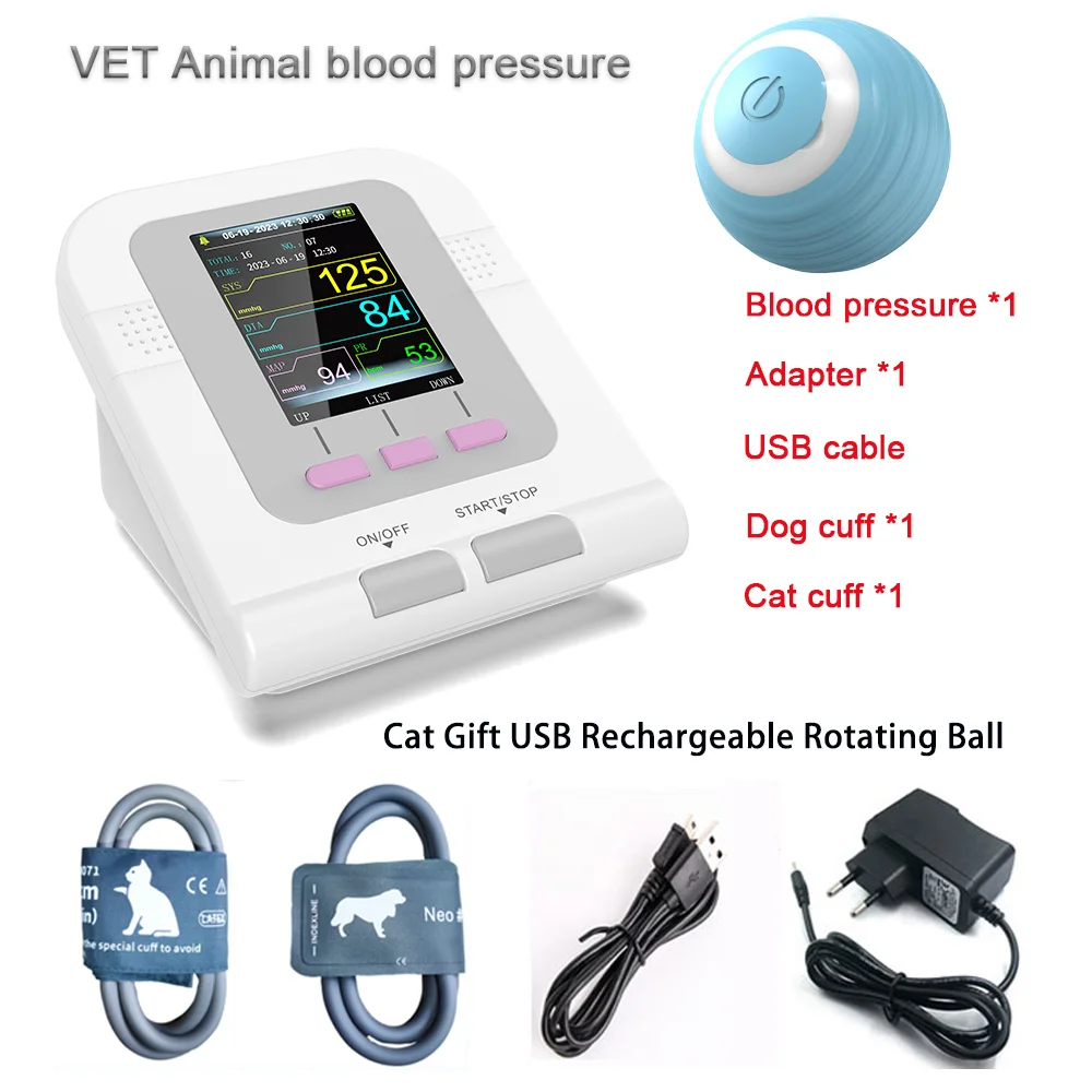 CONTEC Cat Dog Sphygmomanometer Digital Veterinary NIBP Blood Pressure Monitor, Oximeter Probe Animal Circuference Cuff 08A-VET