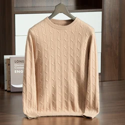 High-Grade 2023 Autumn New 100% Cashmere Sweaters Winter Fashion Warm Men's Sweaters Solid Color Slim Fit Men Thicken Pullover