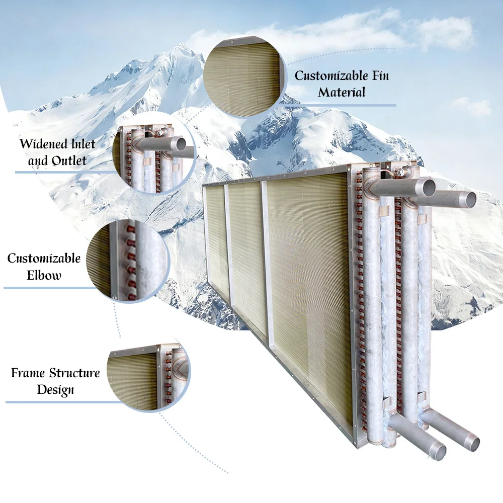 Design de aleta personalizado do componente do núcleo do refrigerador de superfície finalizado para sistemas de refrigerante de ar condicionado central