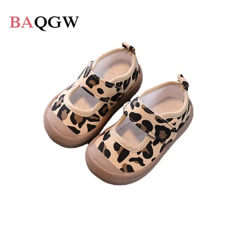 

Leopard Print Fashion Canvas Shoes Chilldren's Comfortable Casual School Shoes Little Kids Fashion Breathable Summer Flat Shoes