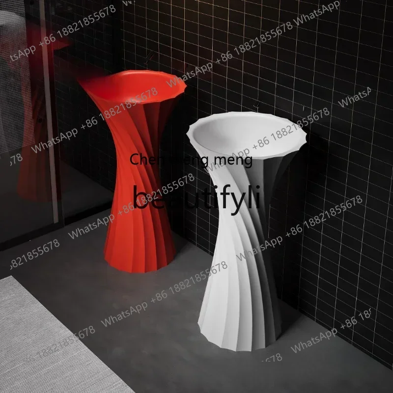 New arrive Bathroom Polymer Pure PMMA Artificial Stone Floor-to-ceiling Column Basin Household Hotel Homestay Art Washbasin