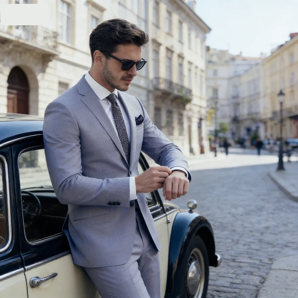 

Men's Slim Fit 2-Piece Wedding Tuxedo Business Suit Lapel Blazer Set Smoking Ensemble for Party And Dance