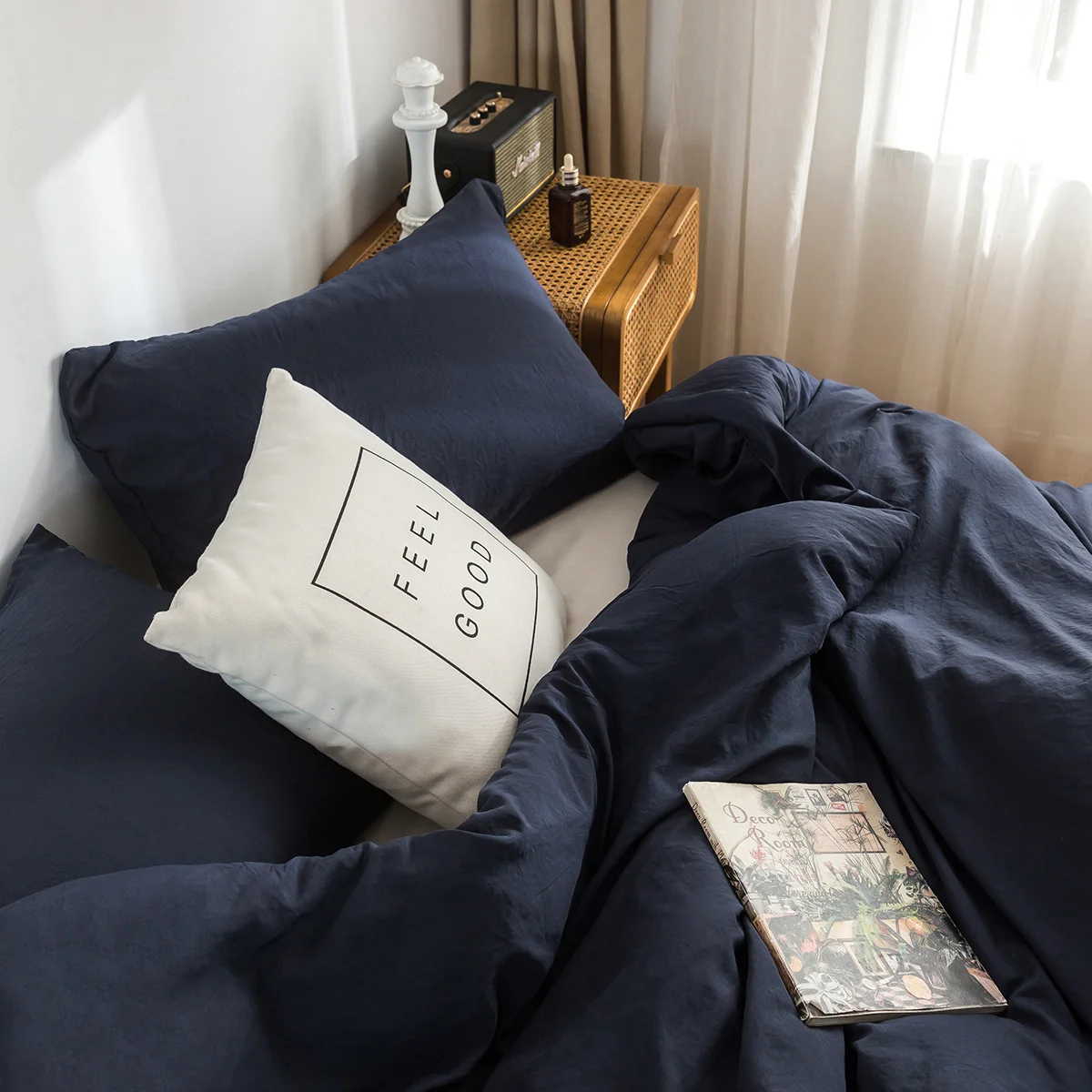 Dark Navy Blue Twin Size Bedding Comfort Sets, Lightweight All Season Use Warm Fluffy, PolyCotton Fabric,fit for your single bed