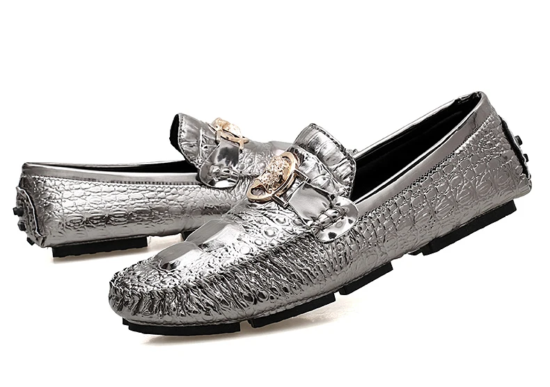 Herren-Slipper mit Krokodilmuster, Frühling/Sommer 2025, Britischer Stil, Glänzendes Leder, Lässige Loafer, Handgefertigt – Detail 28