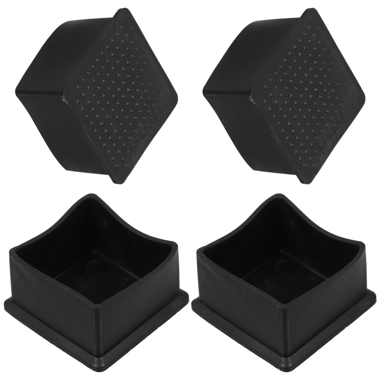 

4 Pcs 50x50 Square Tube Rubber Sleeve Chair Leg Covers Floor Protectors Hardwood Steel Pipe Caps Noise Reduction Antislip Shock