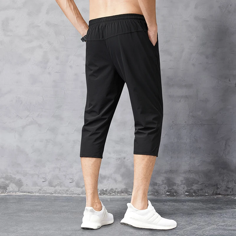 8XL 3/4 Length Men's Shorts Plus Size Quick Drying Ice Silk Sport Shorts Summer Breeches Bermuda Carpi Pants Elastic Big Size