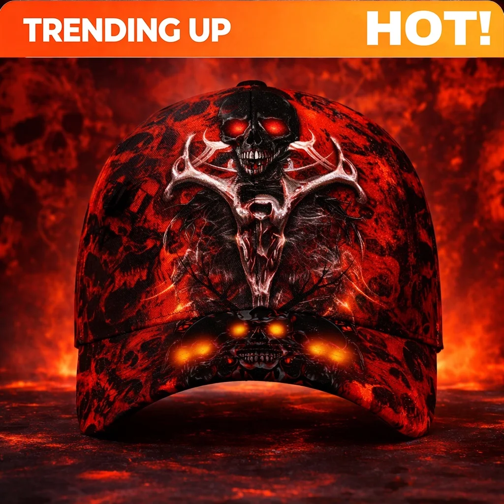 Customization High Collectible Value Skull Pattern Gothic Full Print Baseball Cap Best Gift Meaningful Commemorative Cap Unique