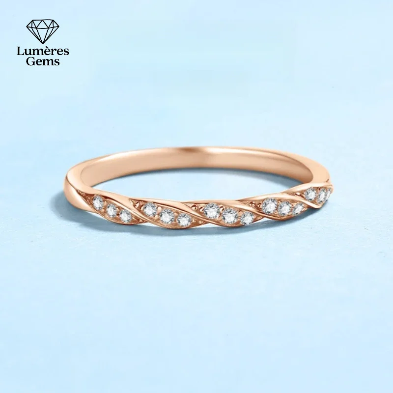 

Daughter Birthday Gift 18K Rose Gold Women Wedding Band 0.12CT Moissanite Diamond Girl Valentine'S Day Lady Christmas Gift Rings