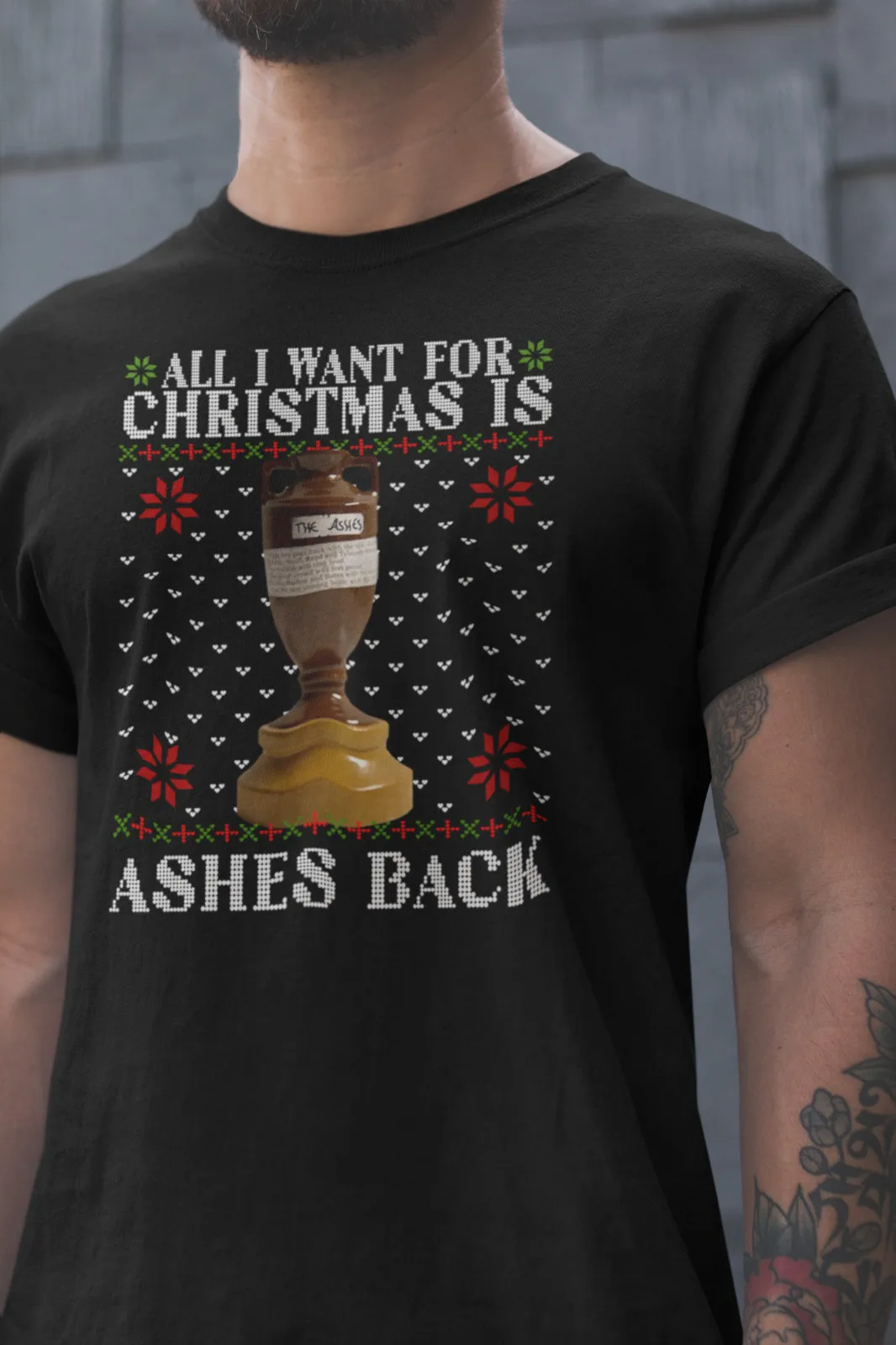 كل ما أريده لعيد الميلاد هو Ashes مضحك مرح تي شيرت عيد الميلاد الأعلى