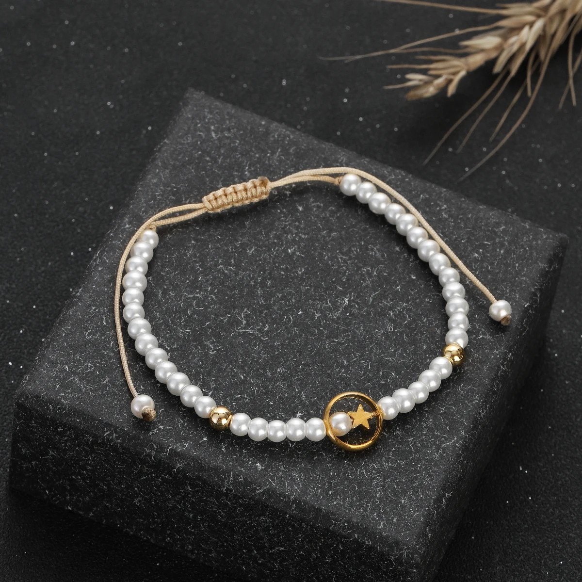 Новый белый браслет с имитацией перламутра, женский простой браслет с подвеской в виде звезды, ювелирные изделия в подарок для девушек