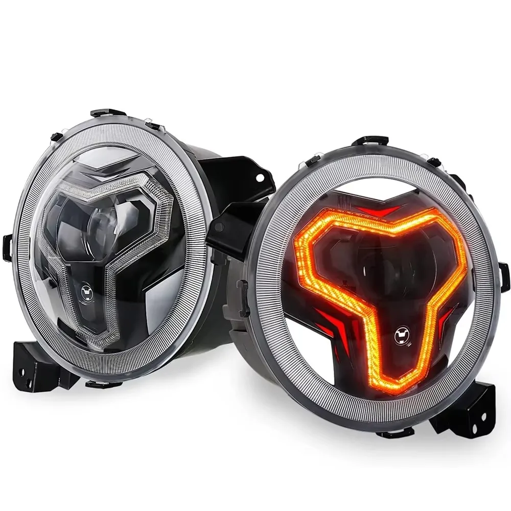9 inch Headlight With Integrated DRL Turn Signal Light 1Set Fit for Jeep JL 2018-2022 Jeep Gladiator JT 2019-2021
