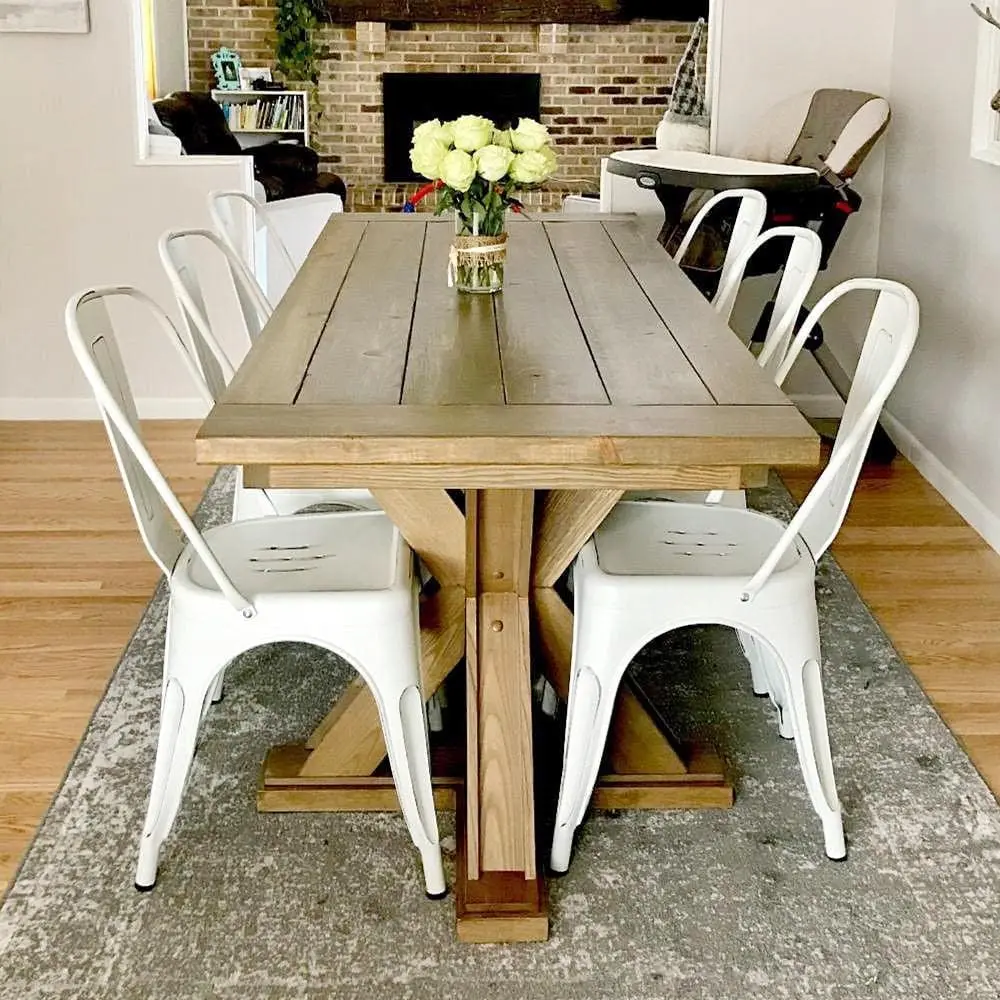 Metal Kitchen Dining Chairs Indoor-Outdoor Distressed Style Stackable Side Coffee Chairs in Distressed White