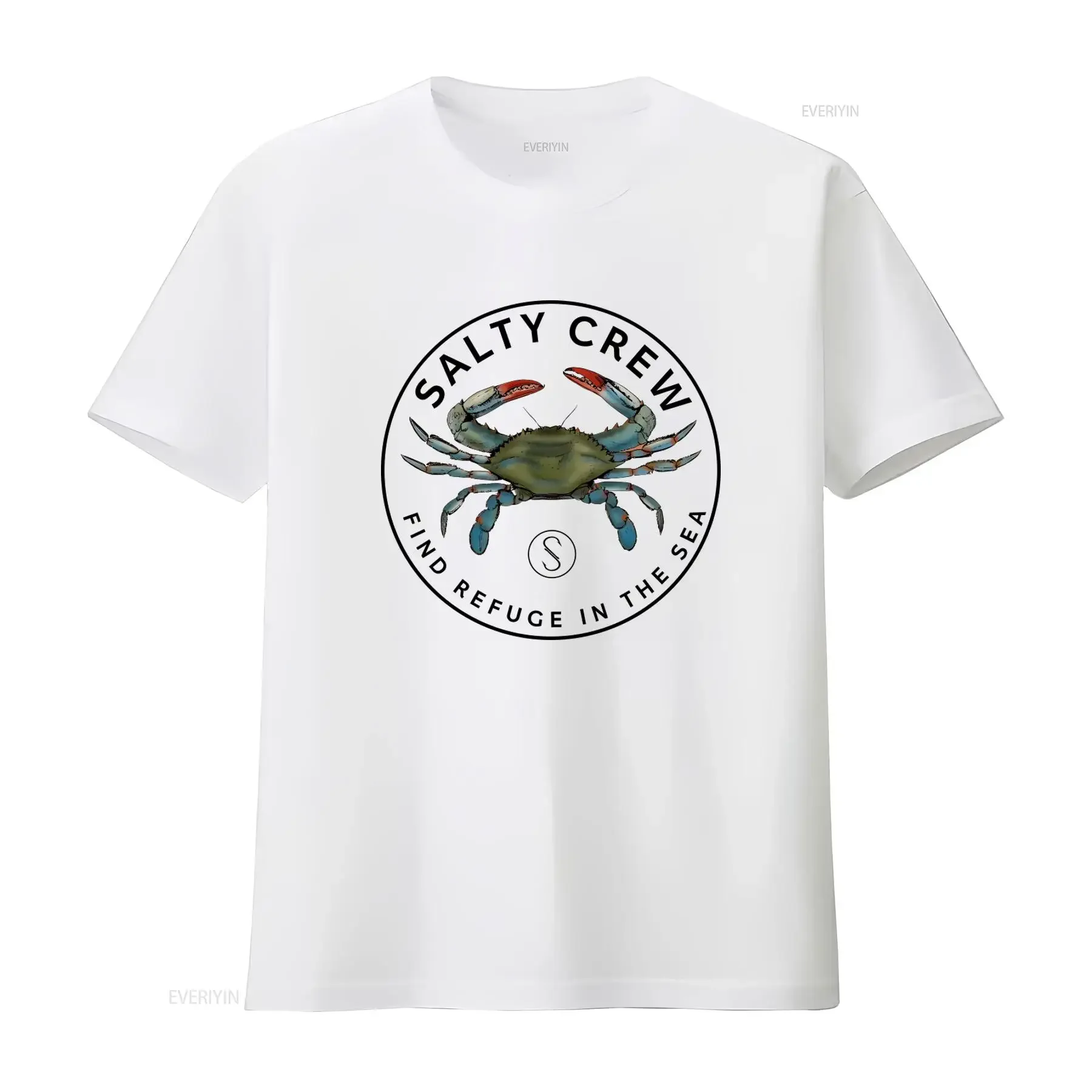 Salty Crew Blue Crabber  T Shirt Find Refuge in the Sea Design vintage Washed streetwear fashion designer clothes