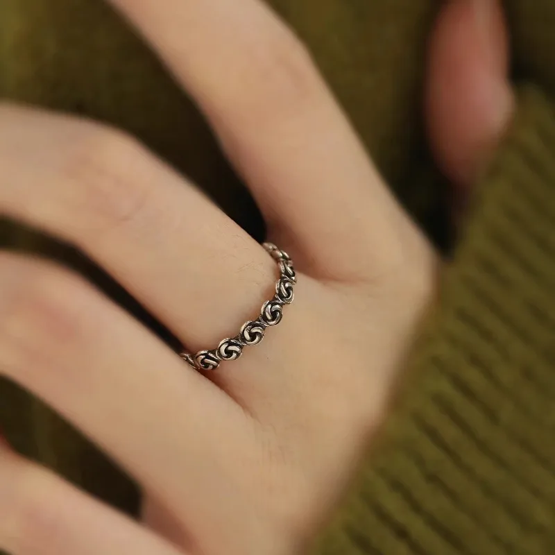 

Кольцо с геометрической линией в стиле ретро, регулируемое новое китайское нишевое легкое роскошное индивидуальное ювелирное изделие