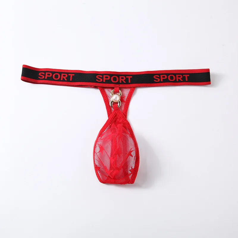 شبكة شفافة g-سلسلة للرجال مثير منخفضة الخصر ملابس داخلية شفافة تنفس رقيقة جدا عارية وغير مرئية على شكل حرف U ثونغ الظهر #5