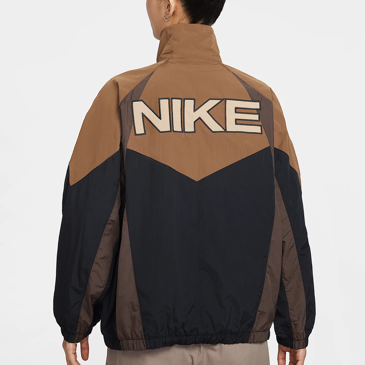 Nike genuine Sportswear Women's Patchwork Loose Stand Collar Jacket IO0478-010