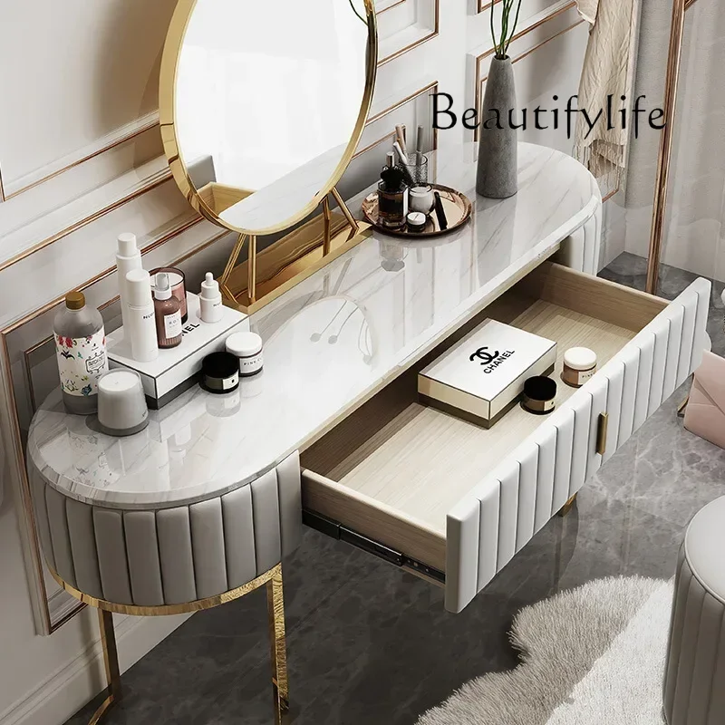 الفاخرة الحديثة تسريحات الشمال غرفة نوم Penteadeira منضدة الزينة LED مرآة خزانة ماكياج غرفة نوم تخزين الغرور الأثاث