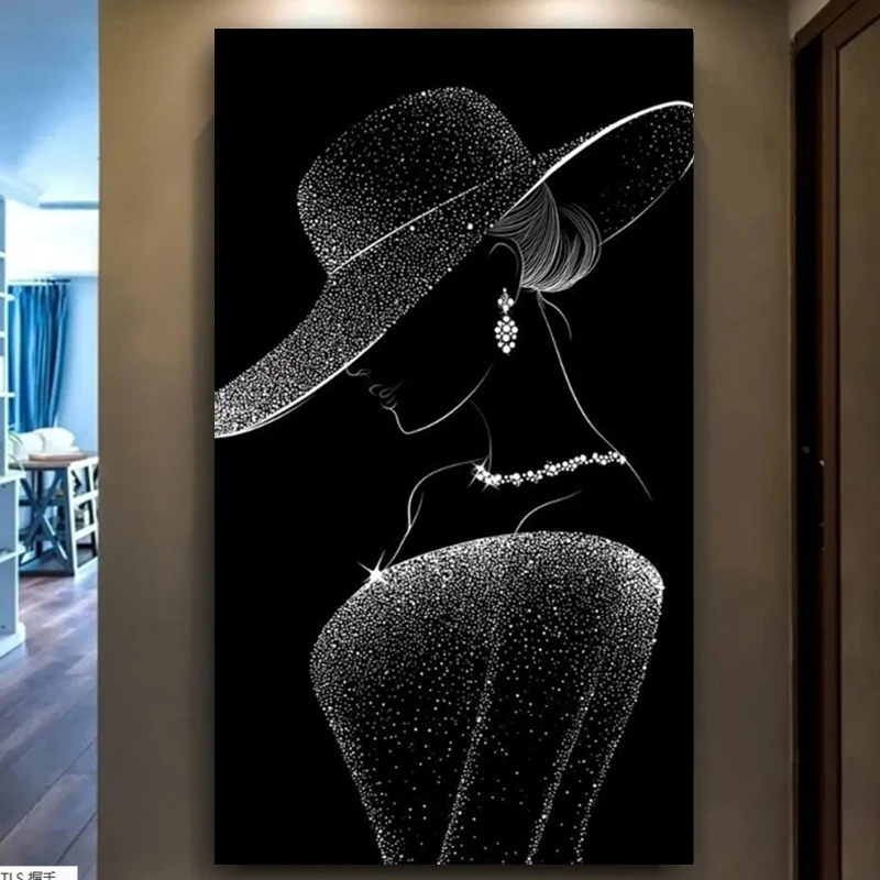 

5D Diy Diamond Painting Vibrant Mysterious And Elegant Hat Woman Full Rhinestone Art Mosaic Embroidery Jewelry Cross Stitch Kits