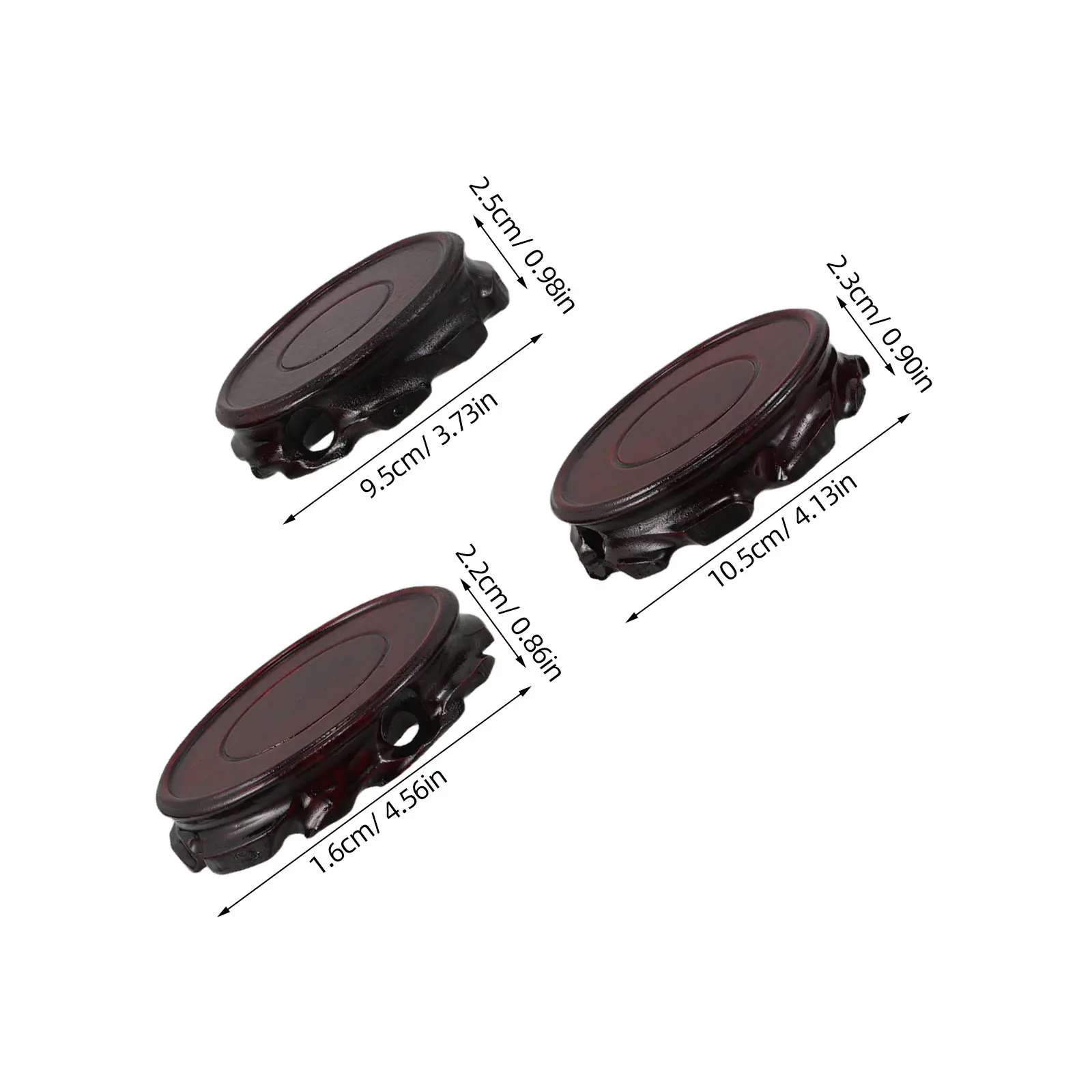 3Pcs Wood Carved Display Stand Solid Base Teapot Vase Bonsai Holder Elegant Desktop Decoration Wood Pedestal Stand
