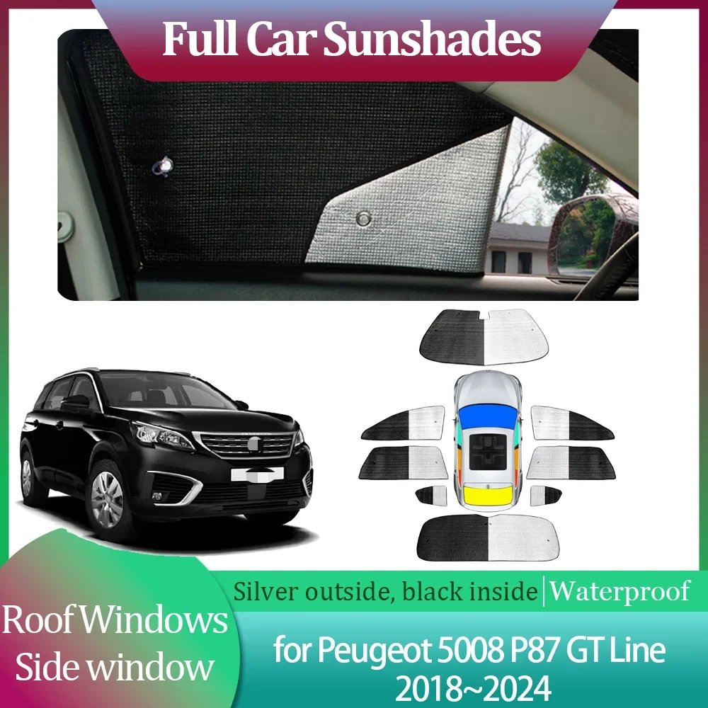 

For Peugeot 5008 P87 GT Line 2018~2024 Side Windshield Curtain Roof Windows Sun Visor Sunroof Cover Accessories Car Sunshades