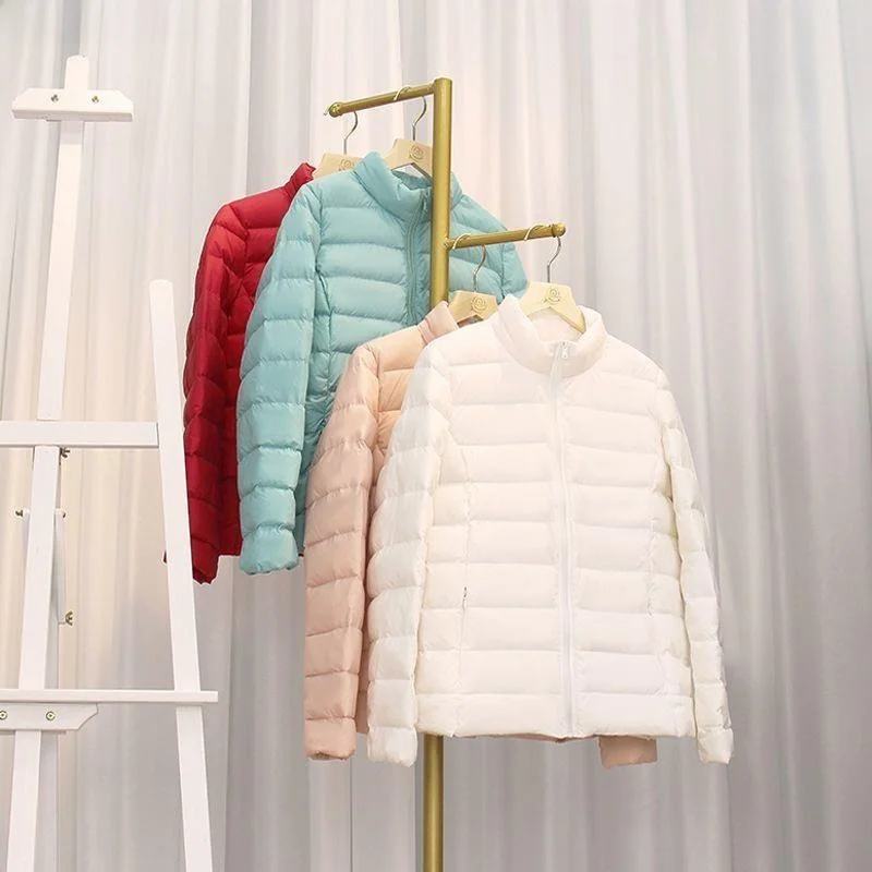 Women's Lightweight down Cotton Jacket 2025 New Style Hooded Stand Collar Slim Fit Short Coat Autumn Winter Outerwear