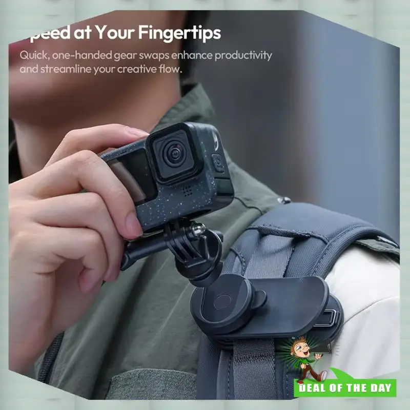 For Ulanzi Quick-Release CK02 Backpack Clip, 1/4" Thread Adapter for Action Cameras, Lightweight & Portable for Outdoor Travel