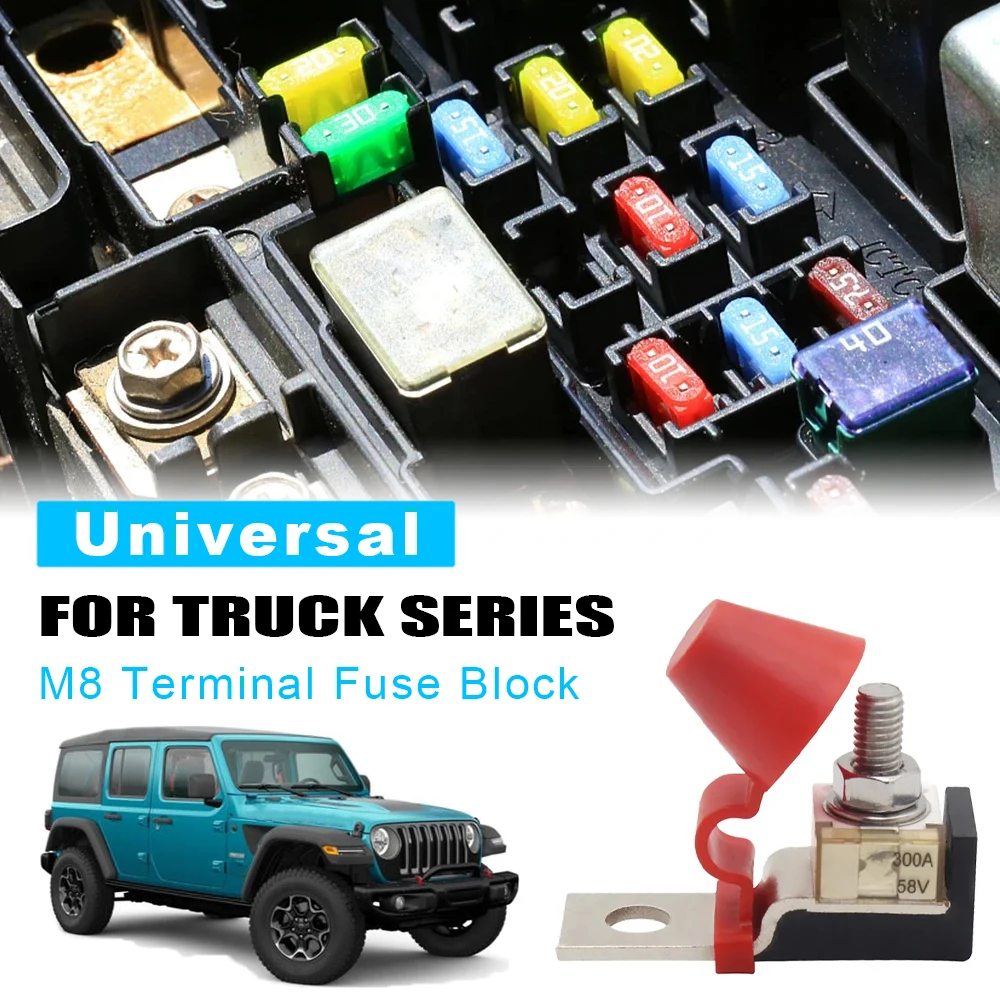 

30A-300A 58V Ring Fuse Marine Battery Terminal Holder Ignition Protection M8 Terminal Mount Fuse Block Kit for Boat Truck RV