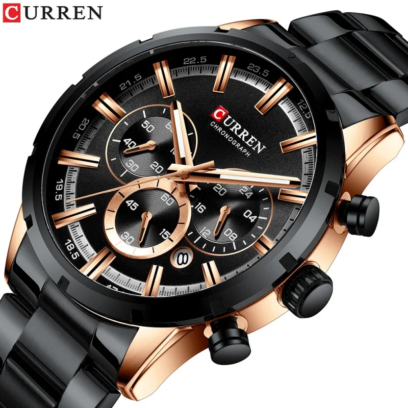 Curren New 8355 Men's Watch Waterproof Quartz Six-Pin Calendar Steel Belt Business Men's Watch