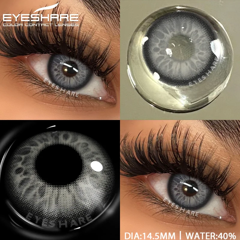 EYESHARE 1pair Natural Colored Contact Lenses Gray Color Contacts for Eyes Fashion Blue Eyes Contact Yearly Color Eye Contacts