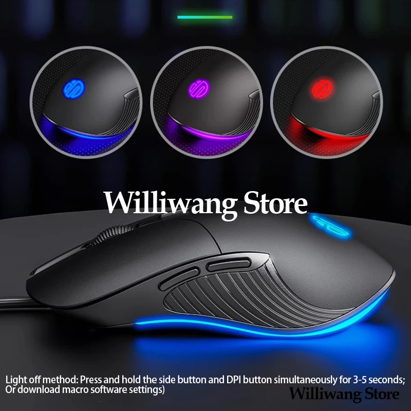 NEW Original PB1 Silent Wired Mouse Game Esports Office Desktop Computer Laptop Mechanical Only 8800dpi