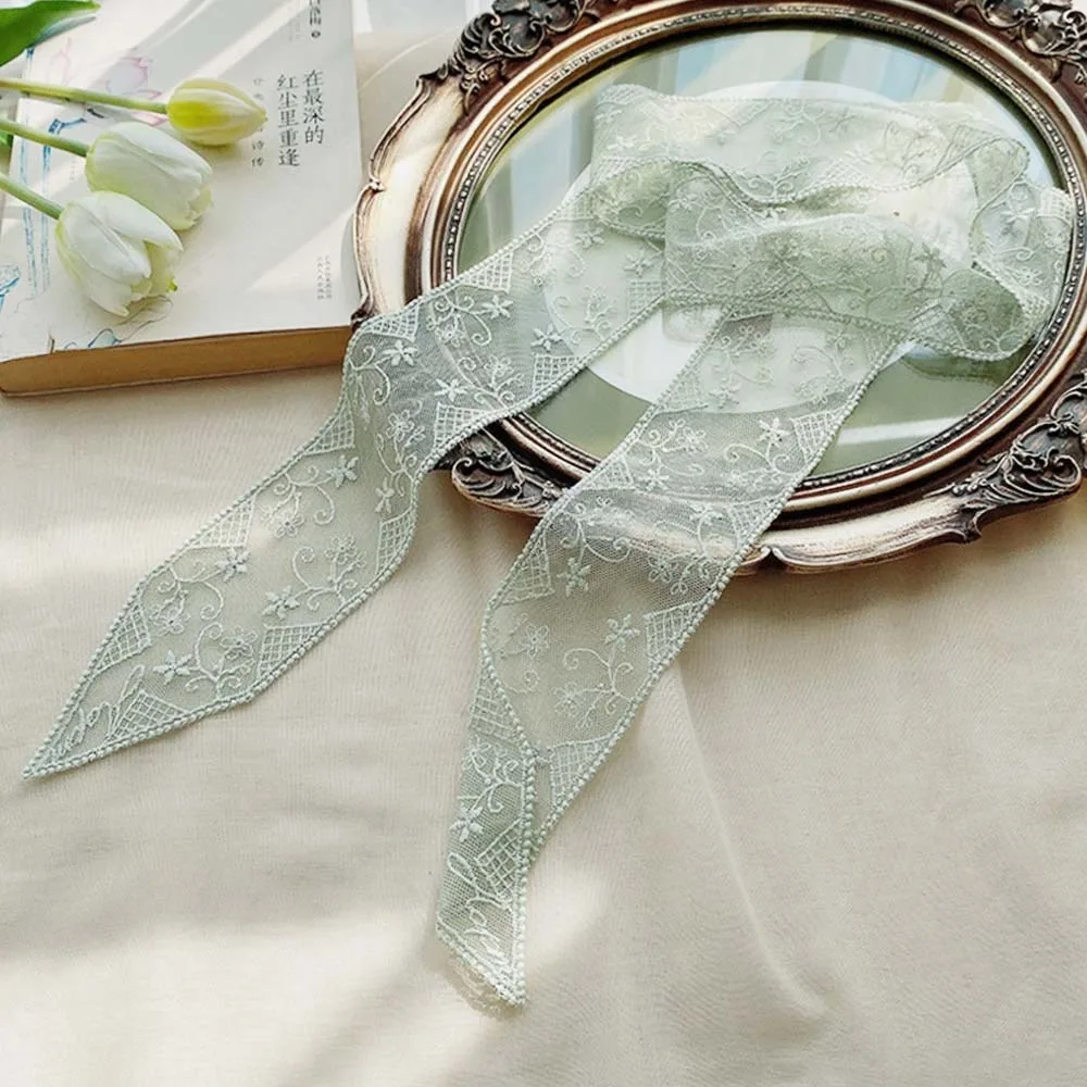 Fashion Soft Lace Scarf Elegant Hollow Headband Fairy Floral Hair Ribbon for Women