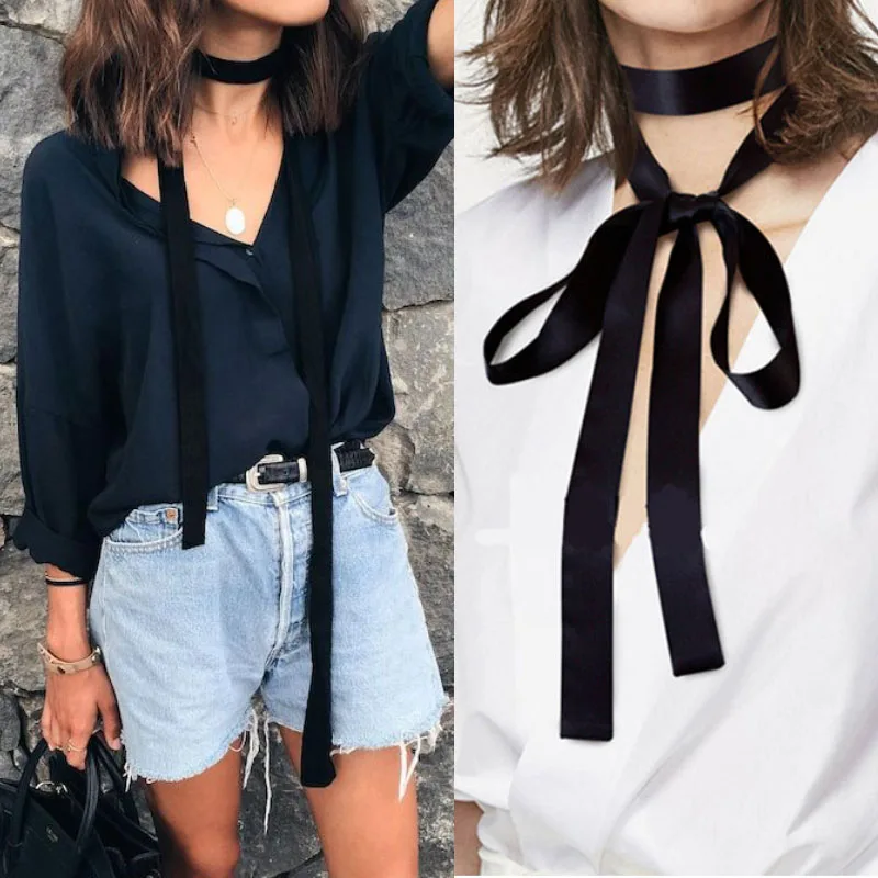 

Korean Long silk scarf College Style Uniform Shirt Accessories Women ribbon Hair Band 160cm*2.5cm