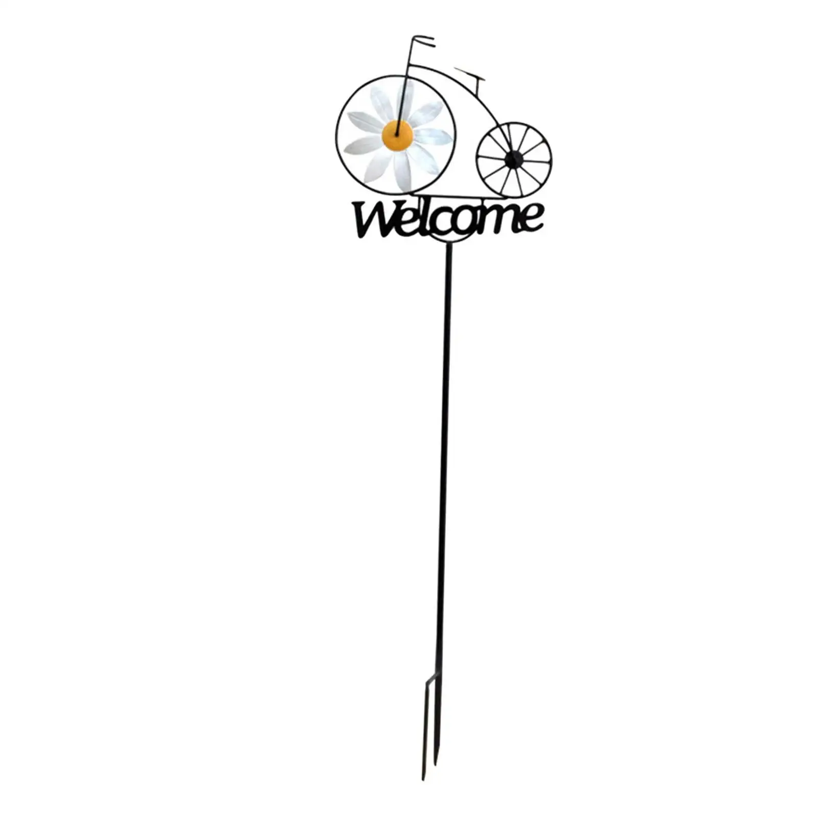 

Metal Garden Stake Decor Decorative Gifts Iron Statue Sculpture Daisy Bike Stake for Farm Outdoor Pathway Courtyard Decoration