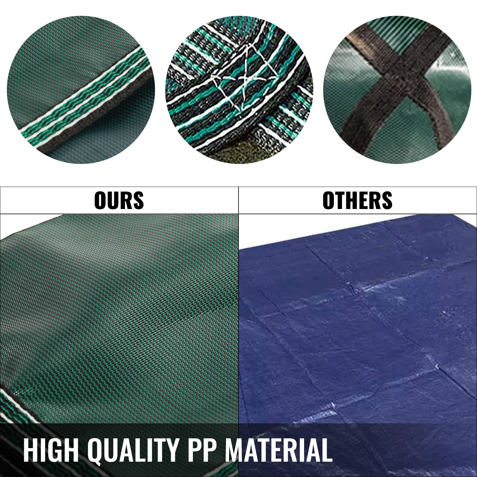 Swimming Pool Cover Inground Green Mesh Solid Rectangle Pool Safety Cover for Winter Home Safety Swimming Pool Cover
